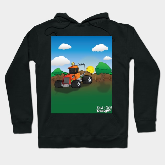 Orange Hunting Truck Cartoon Hoodie by Dad n Son Designs